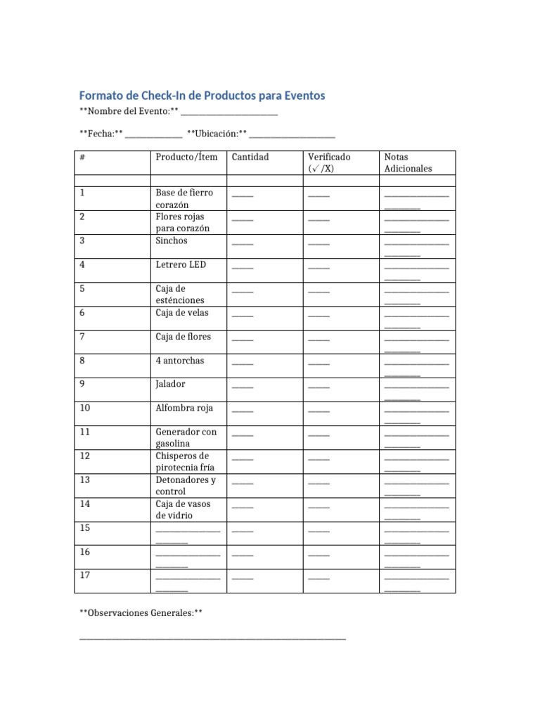 Formato Checkin Eventos Actualizado | PDF