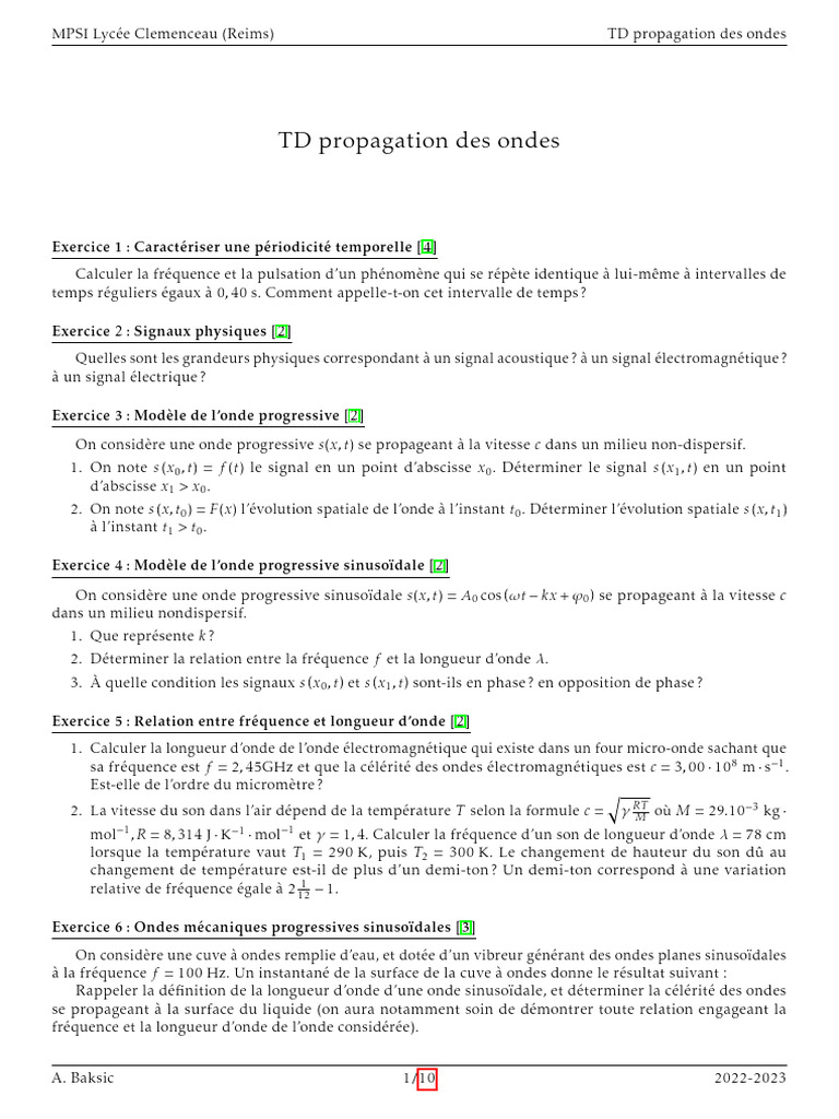 Relation Fréquence et Pulsation | PDF | Vagues | Fréquence