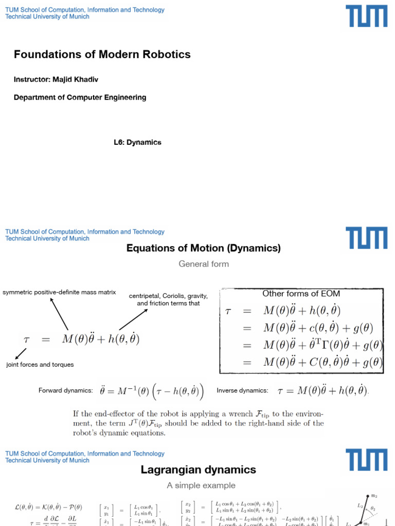 Dynamics in Modern Robotics Explained | PDF | Classical Mechanics | Force