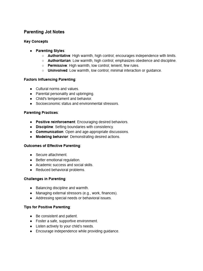 Essential Parenting Styles And Tips Pdf