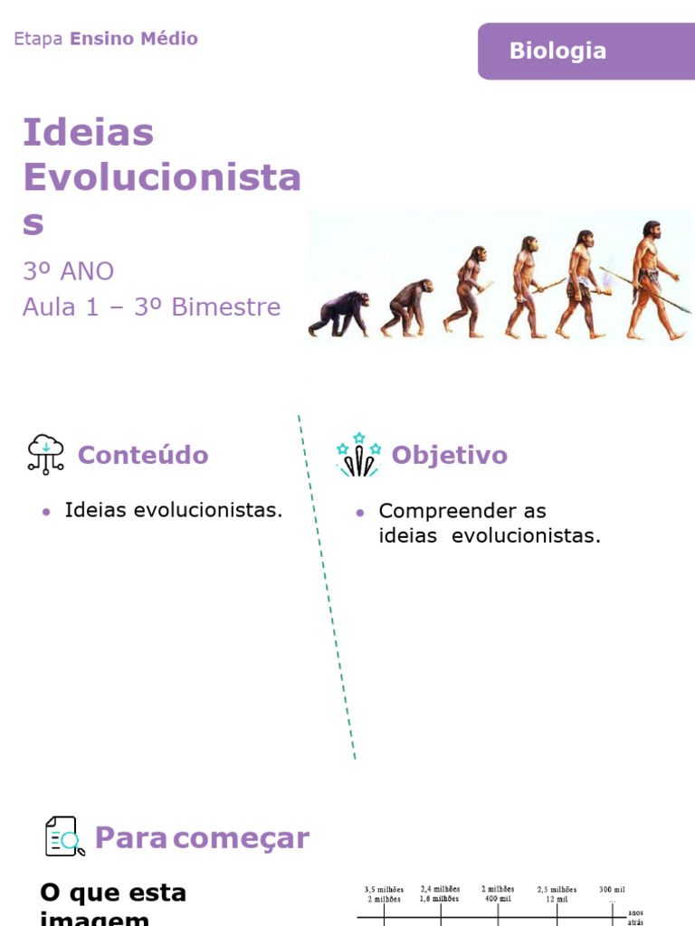 Ideias Evolucionista - 3º Ano | PDF | Evolução | Espécies