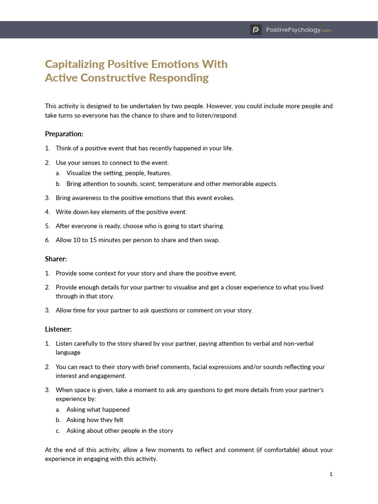 Active Constructive Responding Guide | PDF | Communication | Cognition