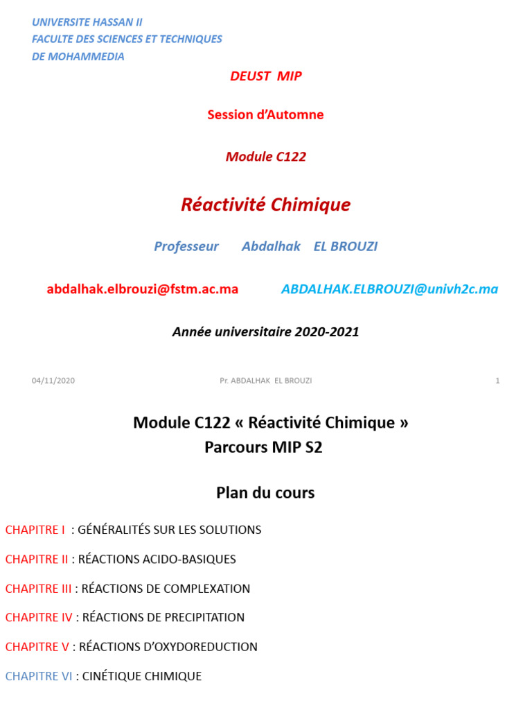 Réactivité Chimique : Cours et Concepts | PDF | Solvatation | Ion