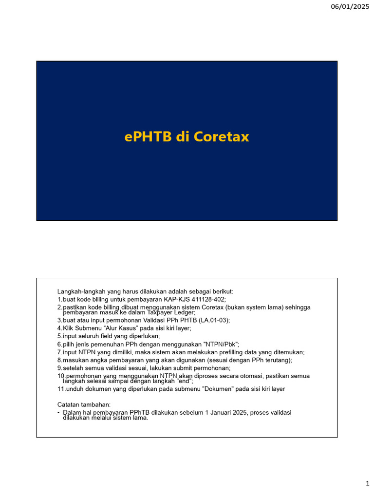 Validasi PPh PHTB di Coretax Notaris | PDF