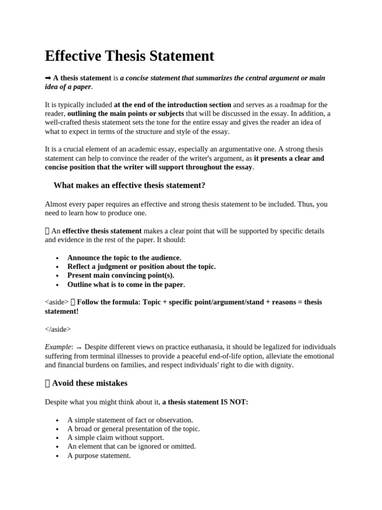 Crafting an Effective Thesis Statement | PDF | Essays | Homelessness