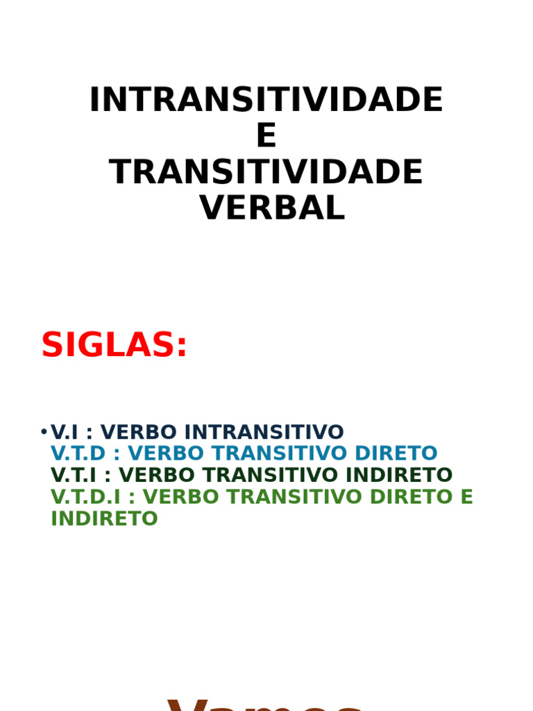 Intransitividade e Transitividade Verbal | PDF