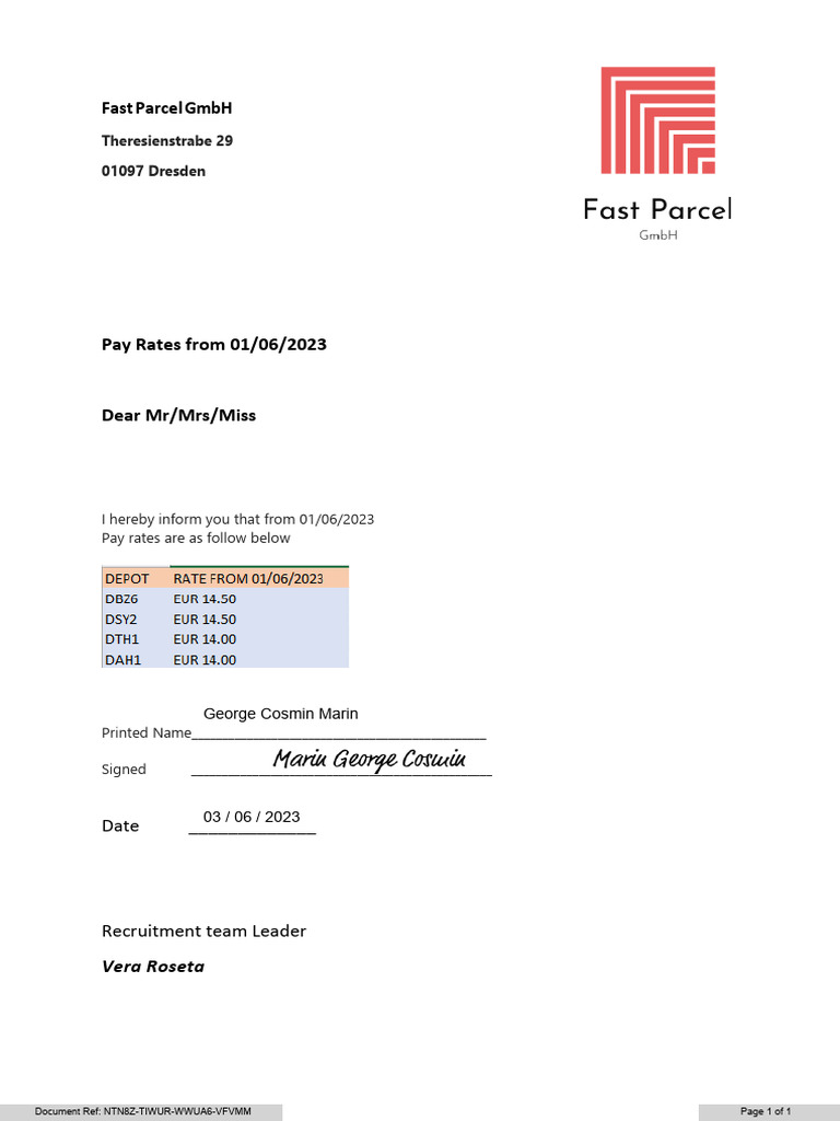 Pay Rates Information Letter 01-06-2023 | PDF