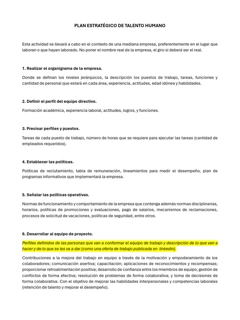 Plan Estratégico de Talento Humano | PDF | Business | Planificación ...