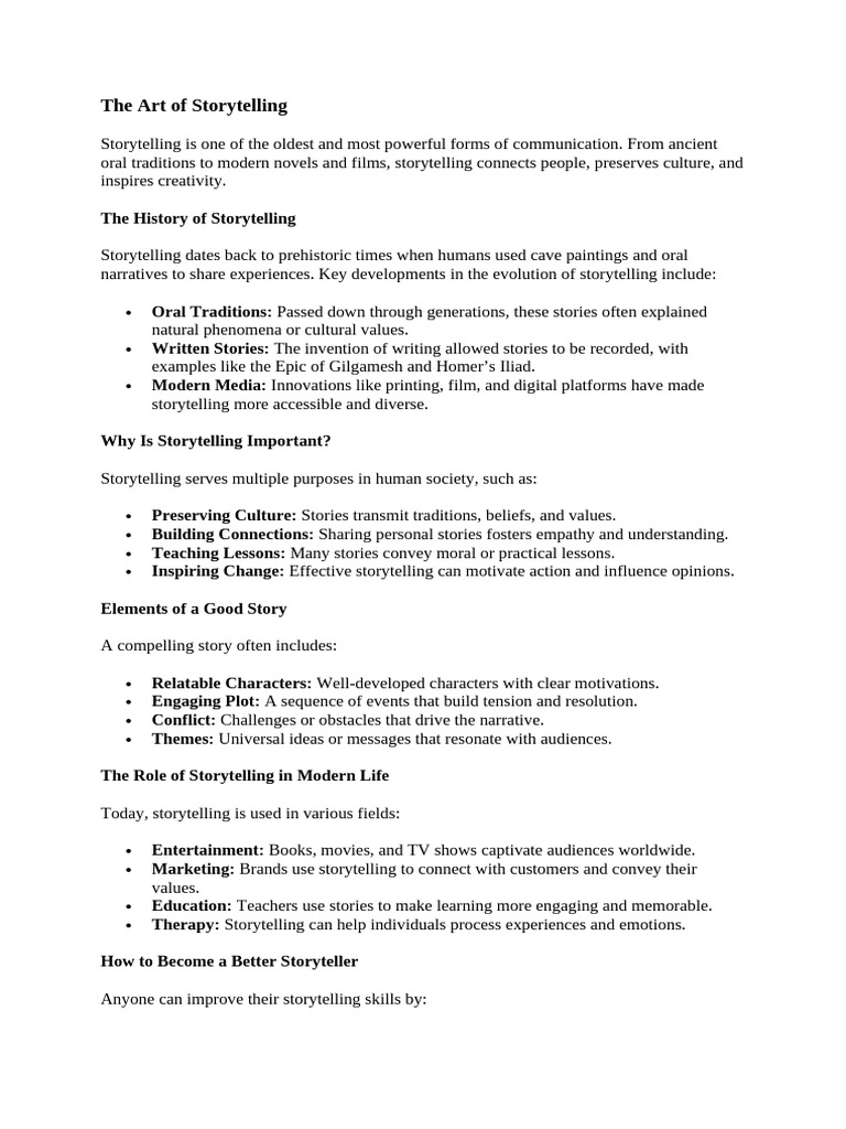 Mastering the Art of Storytelling | PDF | Storytelling | Narrative