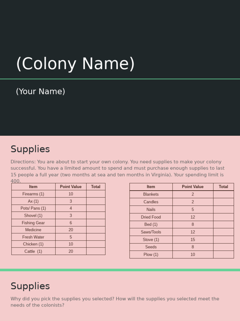 Colony Project Planning Guide | PDF | Agriculture