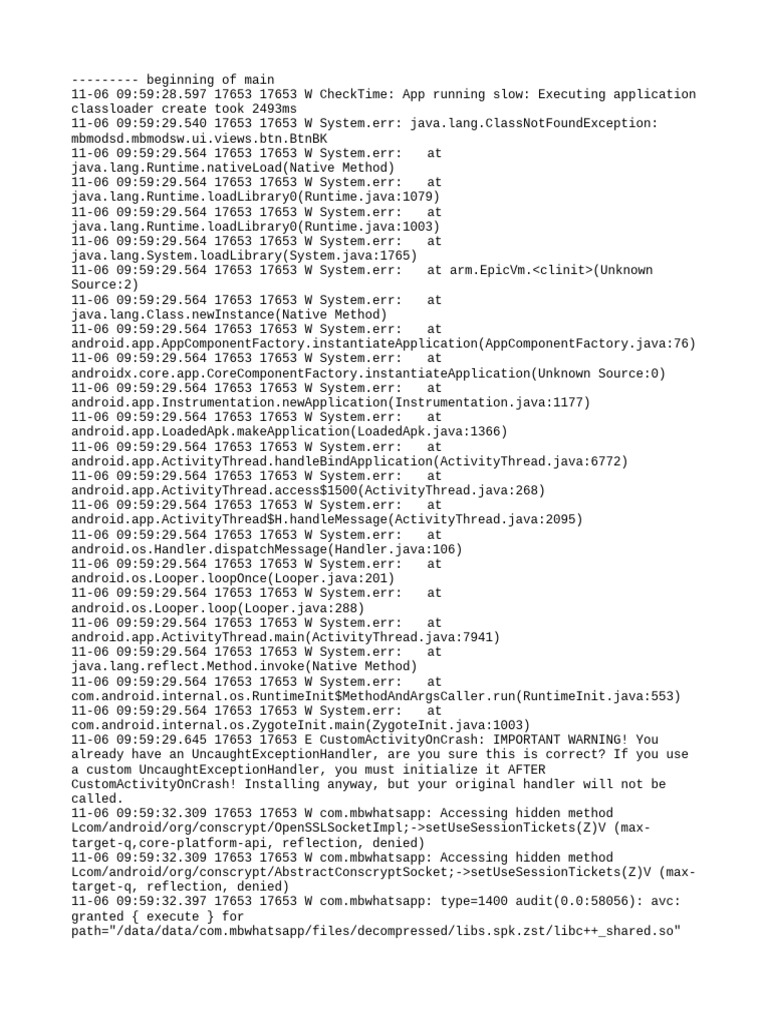 WhatsApp App Performance Issues Log | PDF | Java (Programming Language ...
