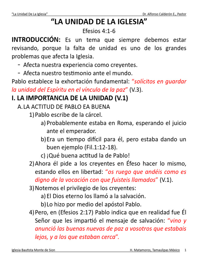 Importancia de la Unidad en la Iglesia | PDF | Cristo (título) | Pablo ...