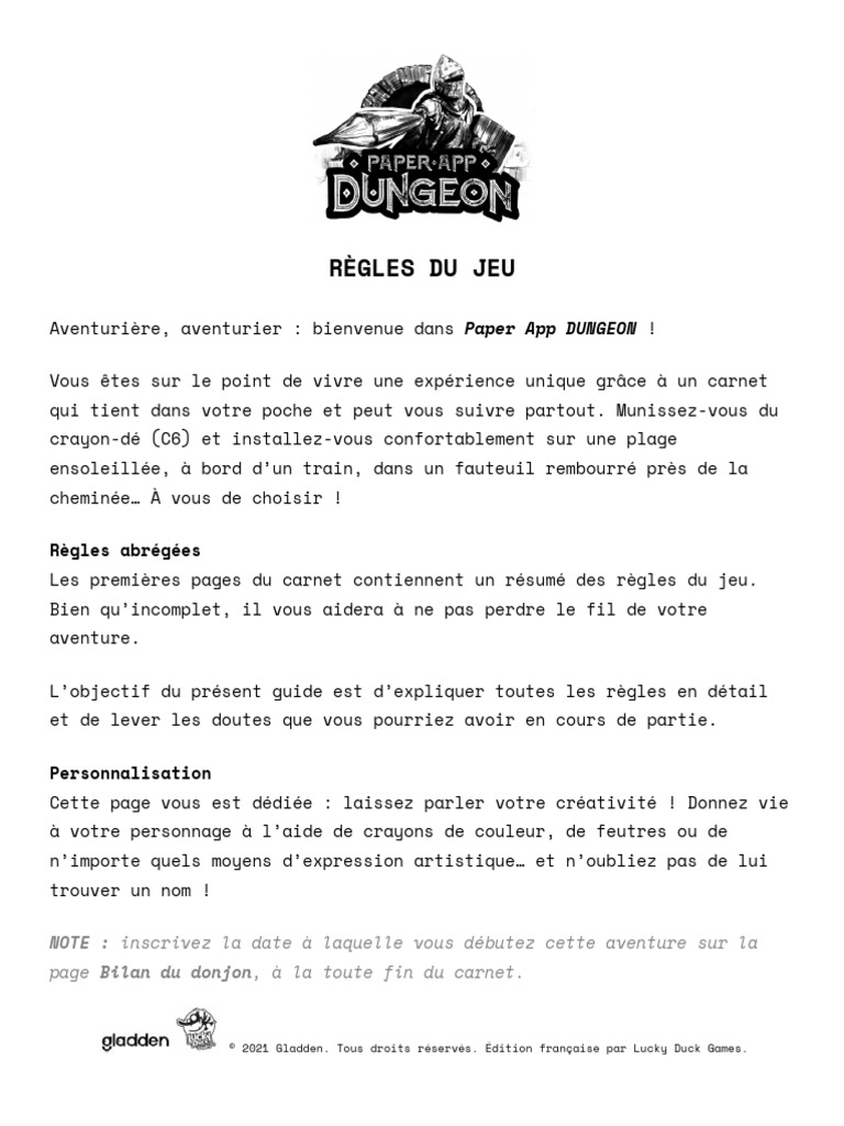 Règles de Paper App Dungeon | PDF