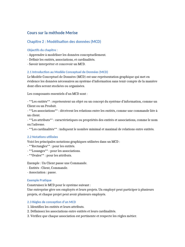 Introduction au MCD avec Merise | PDF | Sciences de l'information ...