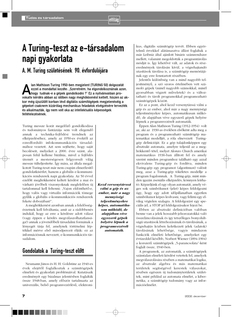Adoc - Pub - Alan Mathison Turing 1950 Ben Megjelent Turing 50 | PDF