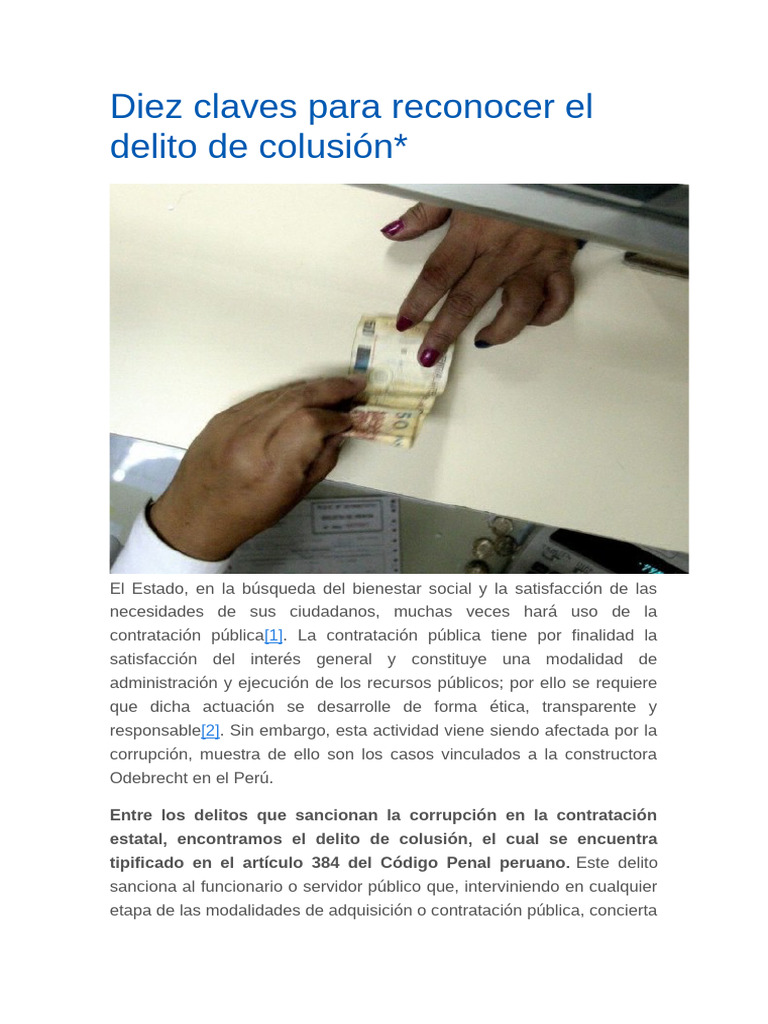 Claves para identificar la colusión | PDF | Derecho penal | Estado ...