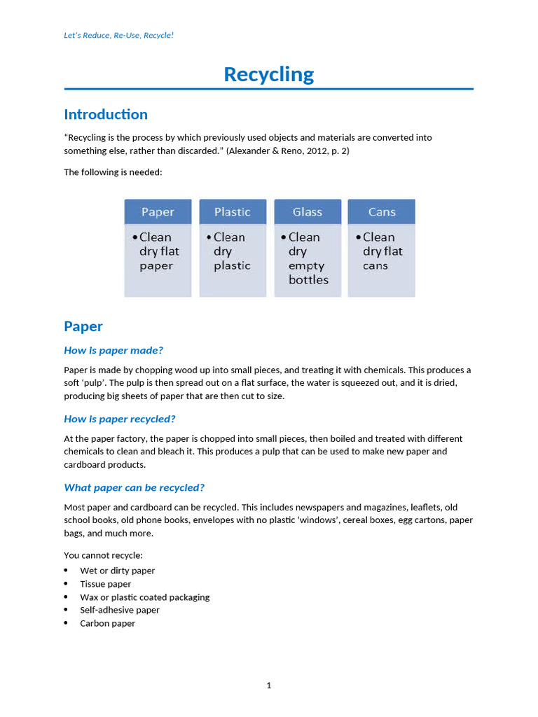 Recycling | PDF | Paper | Glasses