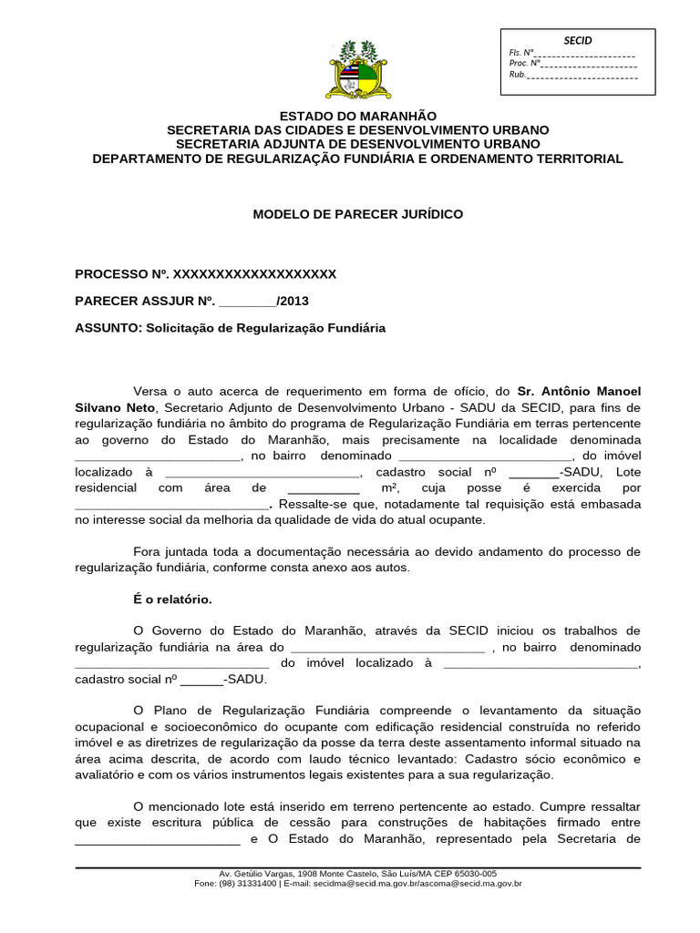 Regularização Fundiária para Baixa Renda | PDF | Estado | Sentença