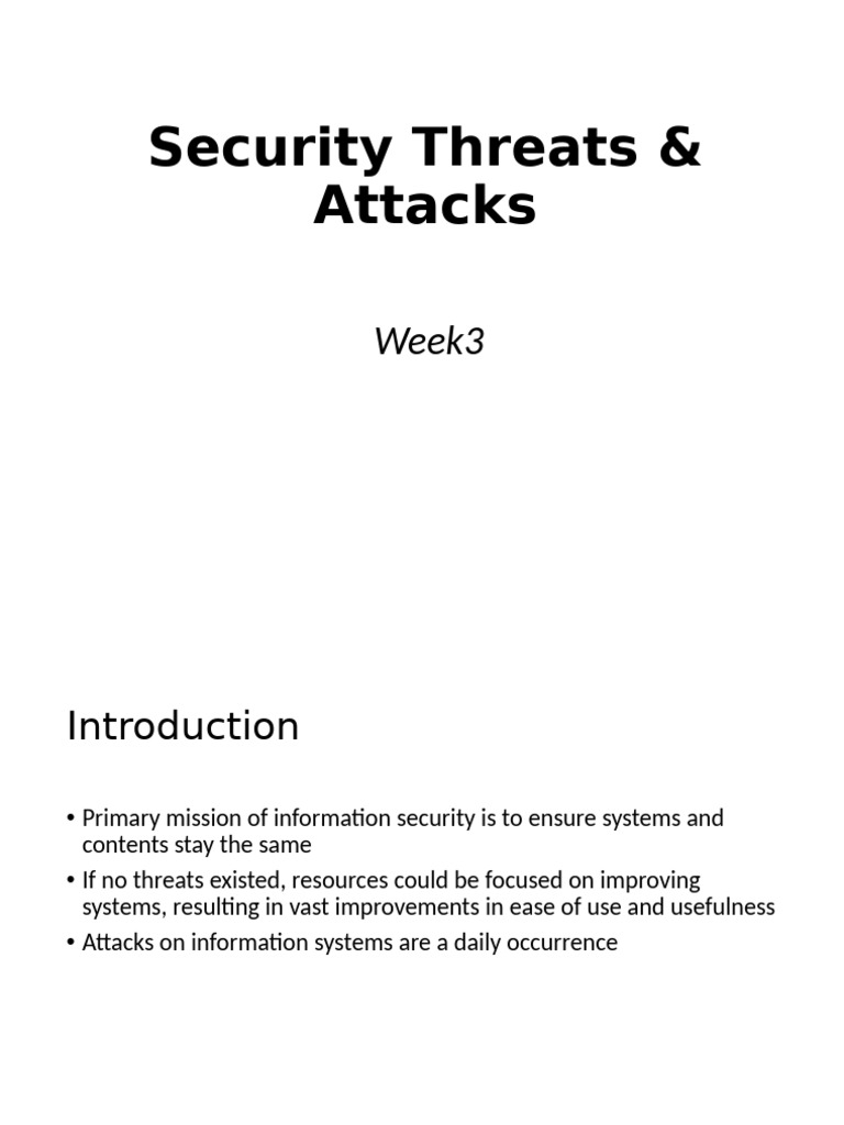 Week 3 - Threats and Atacks | PDF | Security | Computer Security