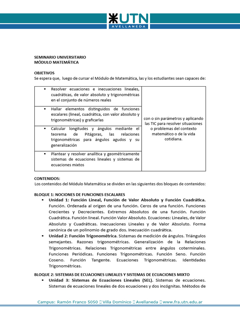 Modulo Matematica | PDF | Ecuaciones | Trigonometría