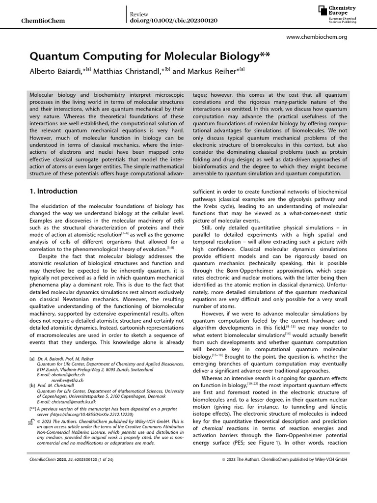 Quantum_Computing_for_Molecular_Biology | PDF | Wave Function ...