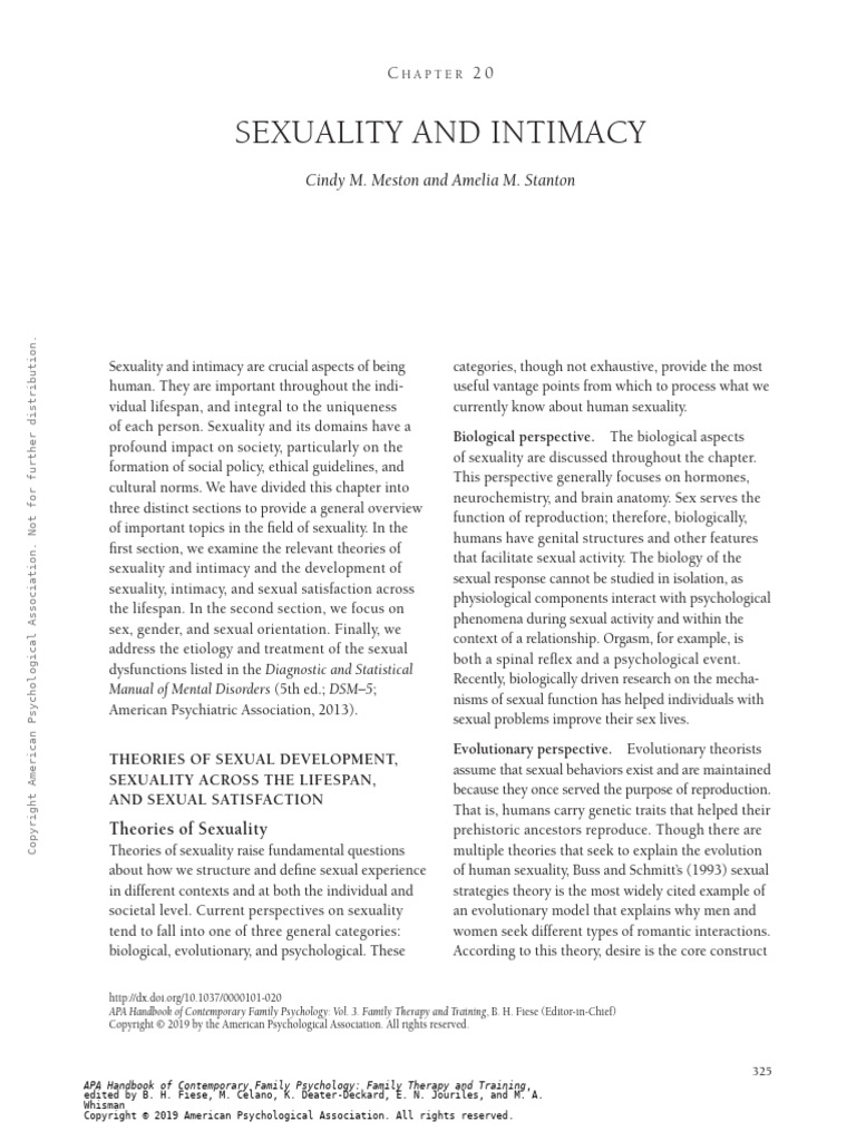 APA Handbook Vol 3 Ch 20 - Sexuality and Initmacy | PDF | Human ...