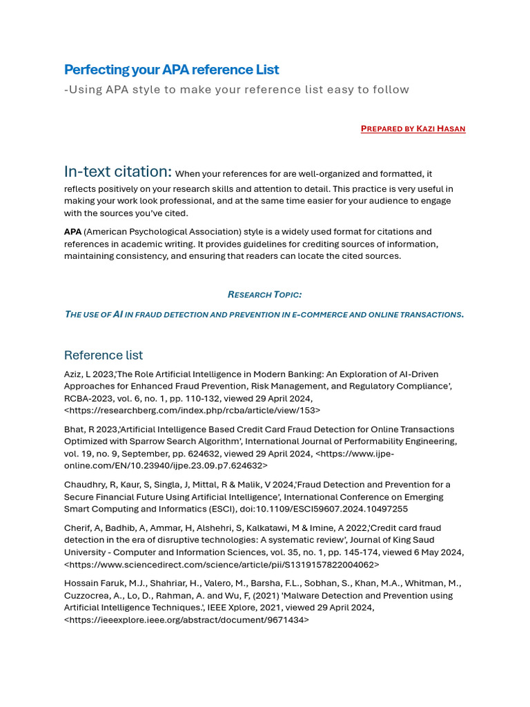 Perfecting your apa reference list pdf digital object identifier