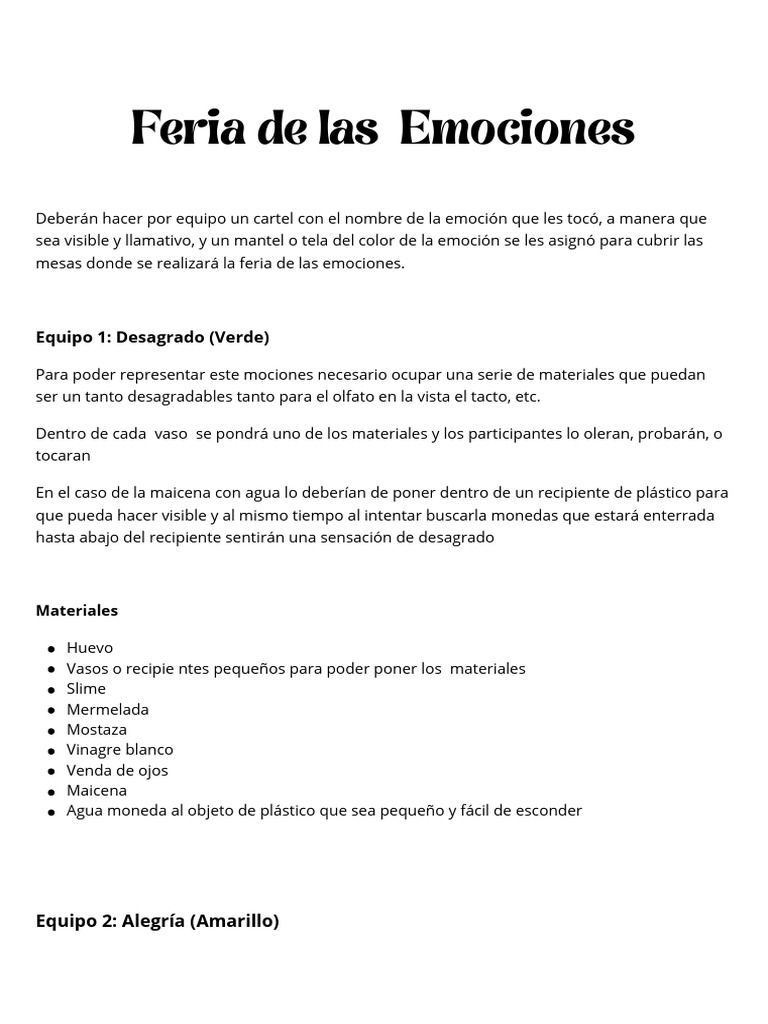 Feria de Las Emociones PDF | PDF