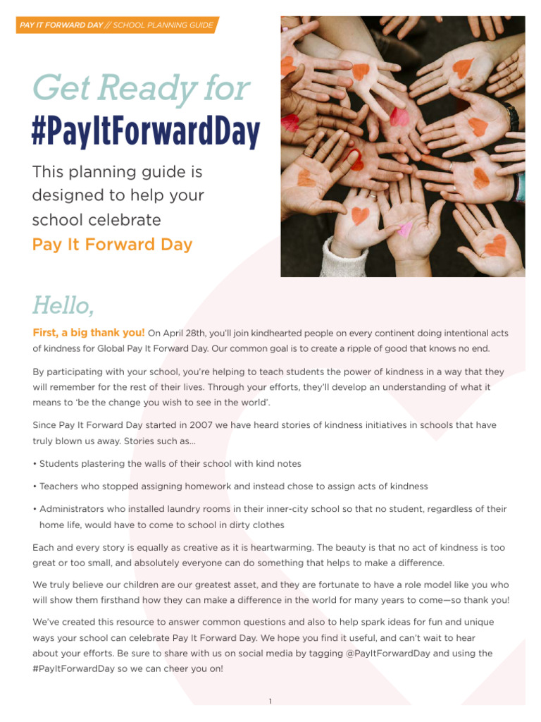 School Guide for Pay It Forward Day | PDF | Goal