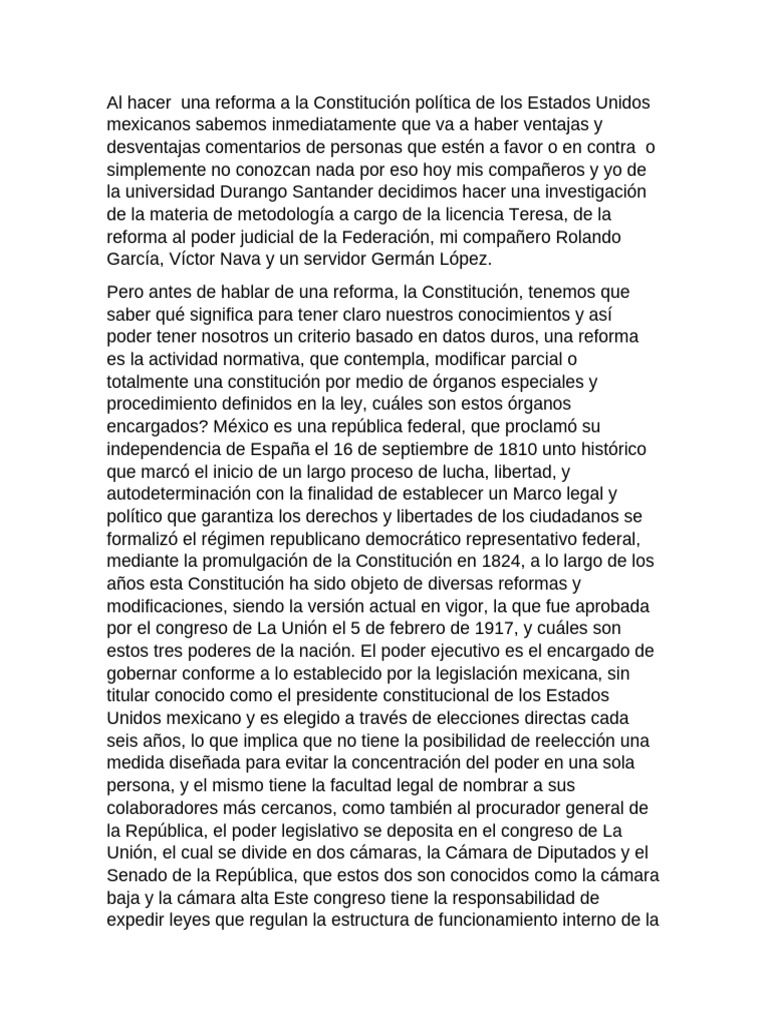 Análisis de la Reforma Judicial en México | PDF | Legislador | Gobierno