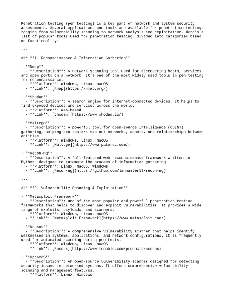 Penetration Testing (Pen Testing) I | PDF | Penetration Test ...