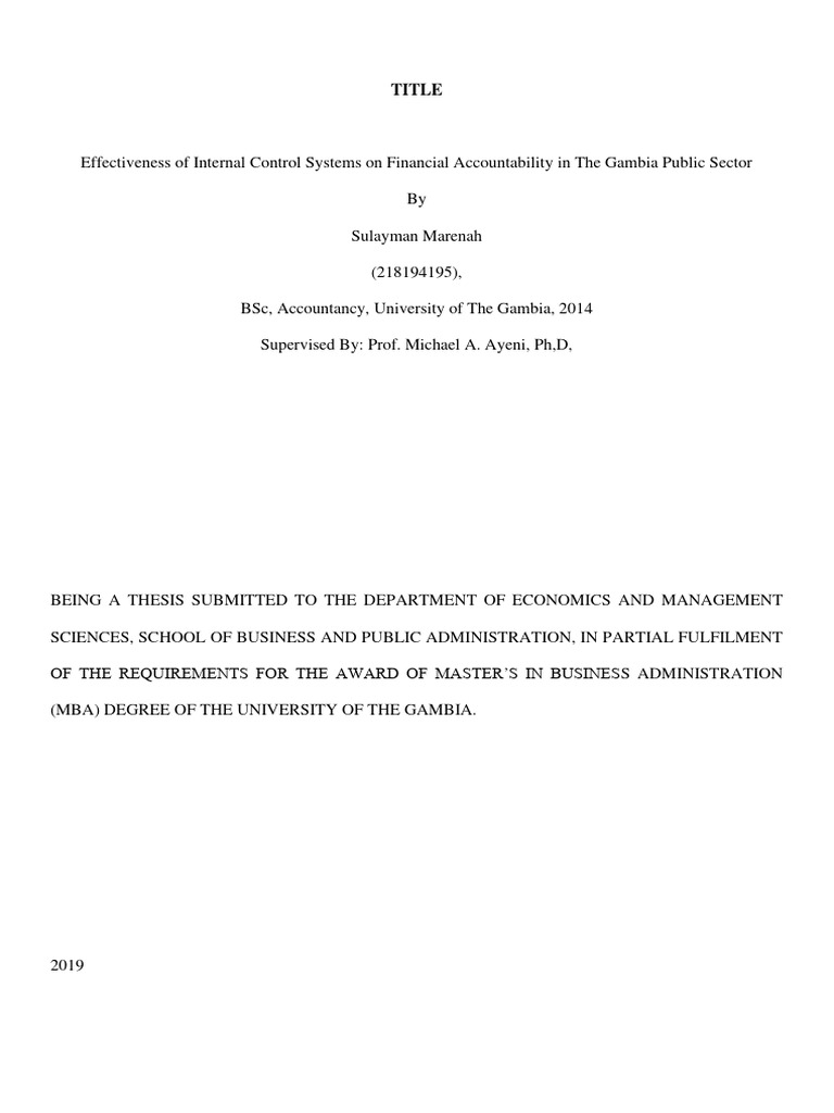 Internal Control and Financial Accountability in Gambia | PDF ...