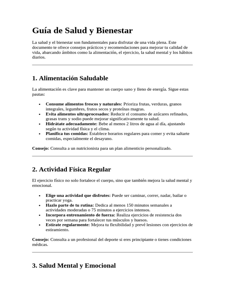 Guía de Salud y Bienestar | PDF
