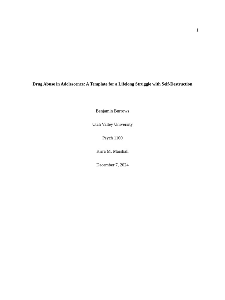 Human Development FInal Paper | PDF | Substance Abuse | Adolescence