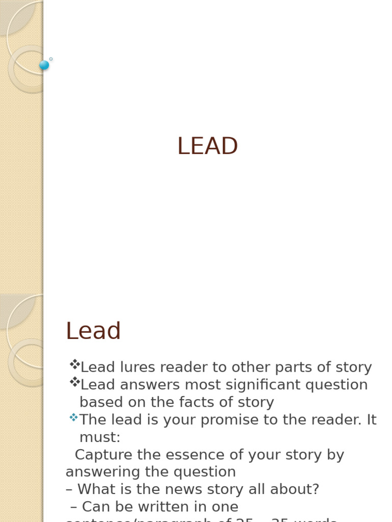 Types of News Leads Explained | PDF | Sic | Language Mechanics
