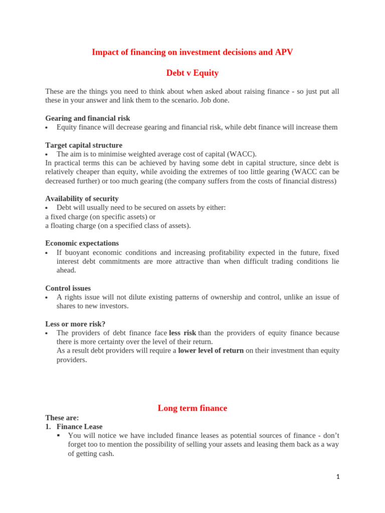 Financing Impact on Investment Decisions | PDF | Bond Duration | Cost ...