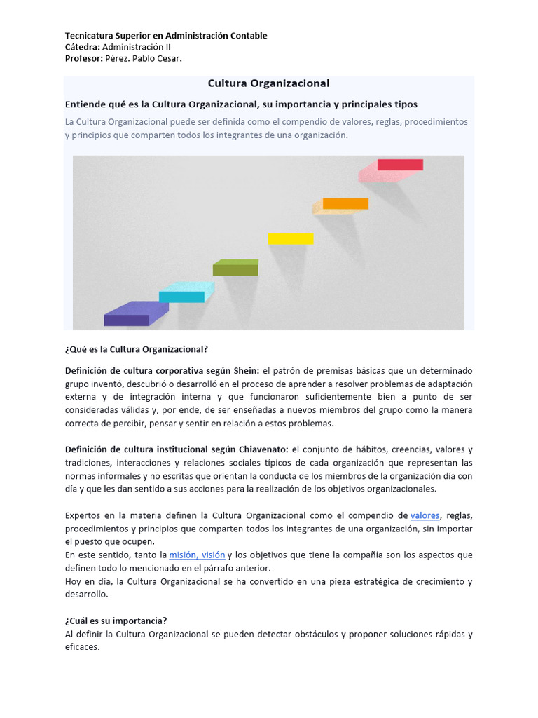 Importancia y Tipos de Cultura Organizacional | PDF | Cultura ...
