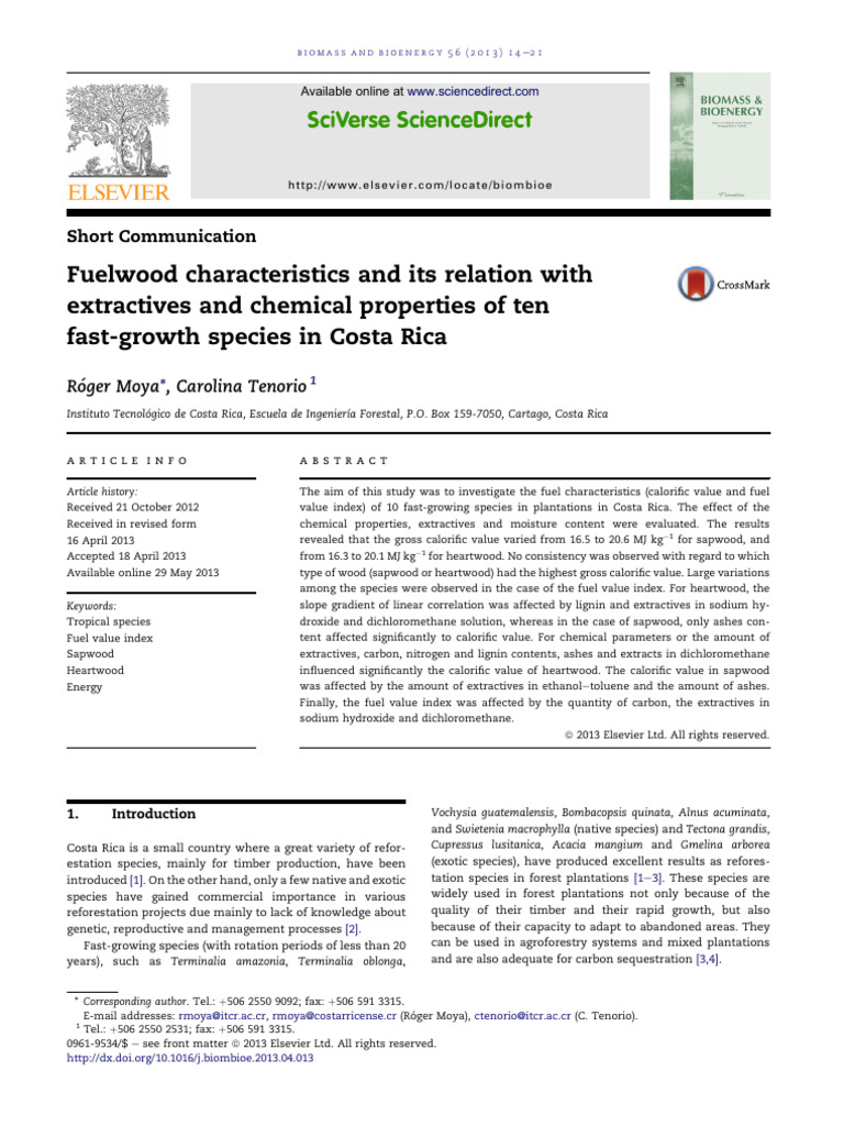 Fuelwood Properties of Fast-Growing Species | PDF | Wood