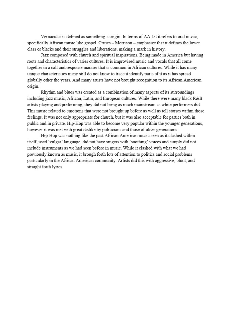 African American Vernacular Music Evolution | PDF