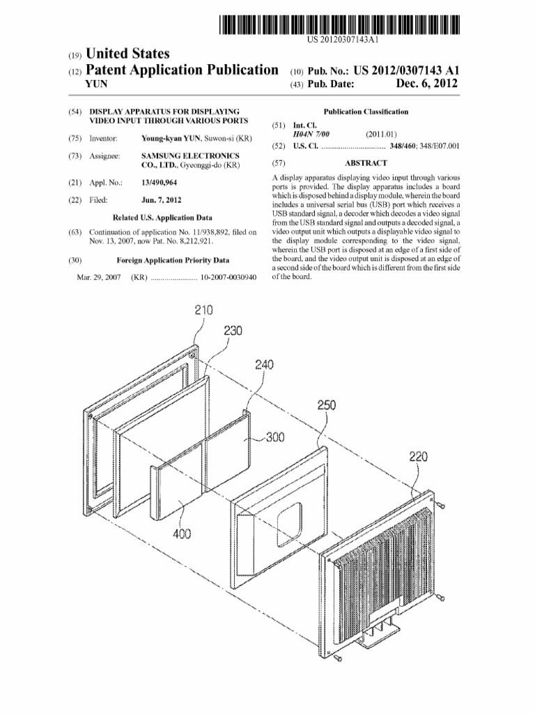 證據2US20120307143A1 | PDF | Usb | Computer Engineering