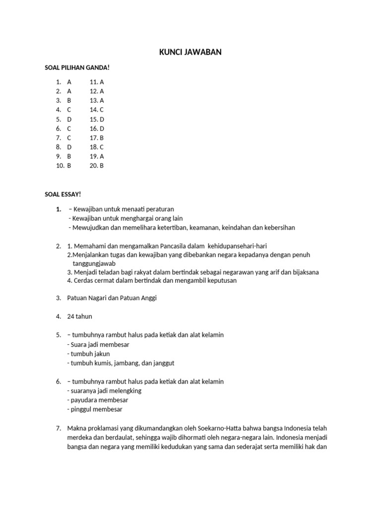 Kunci Jawaban Tema 6 Kelas 6 PDF