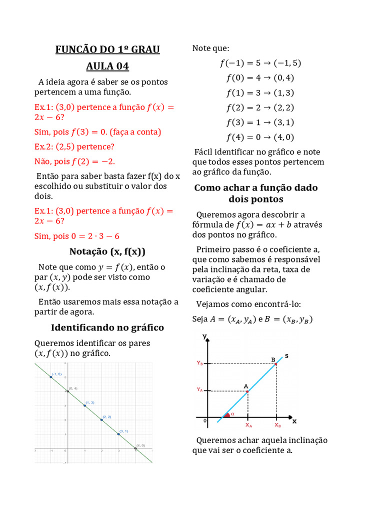 Funções do 1º Grau: Identificação e Cálculo | PDF | Função (Matemática)