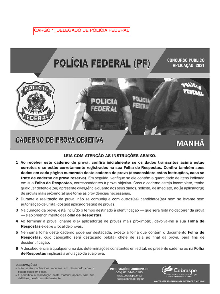 Prova PF 2021 | PDF | Polícia | Crime e Violência