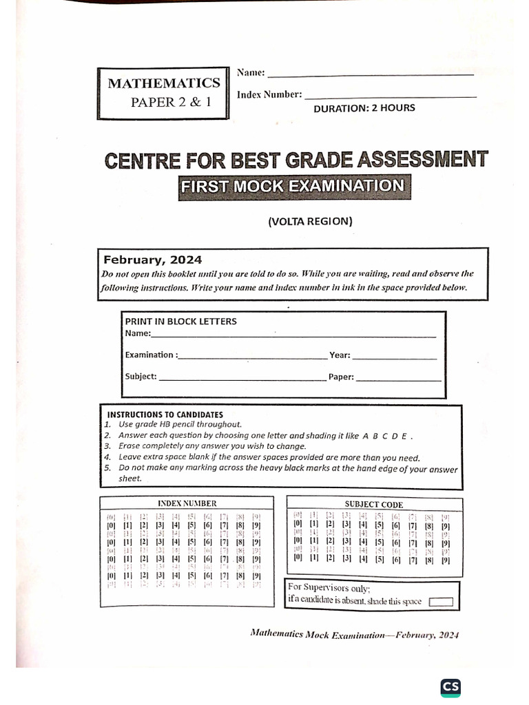 Basic 9 Mathematics Mock | PDF
