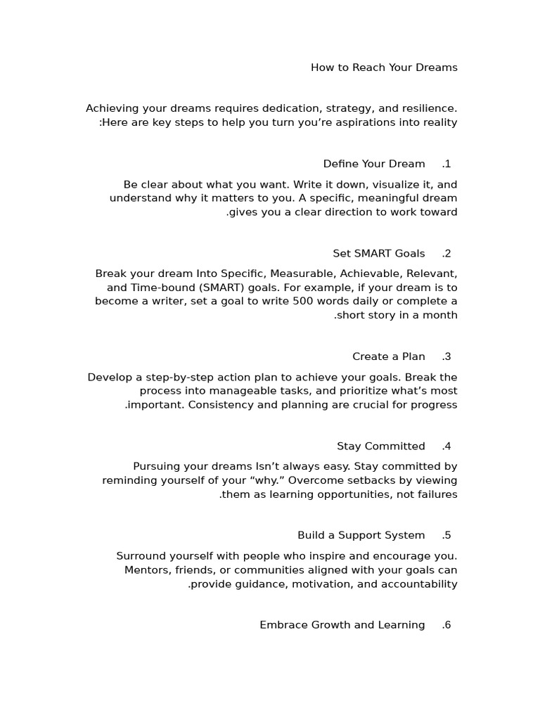 Steps to Achieve Your Dreams PDF