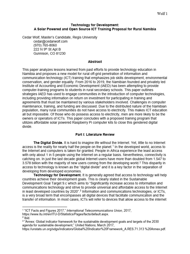 Solar ICT Training Proposal for Namibia | PDF | Cost Of Living ...