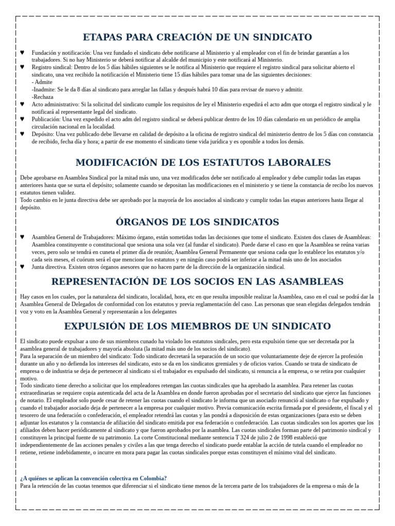 Guía para Crear un Sindicato en Colombia | PDF | Sindicato | Derecho ...