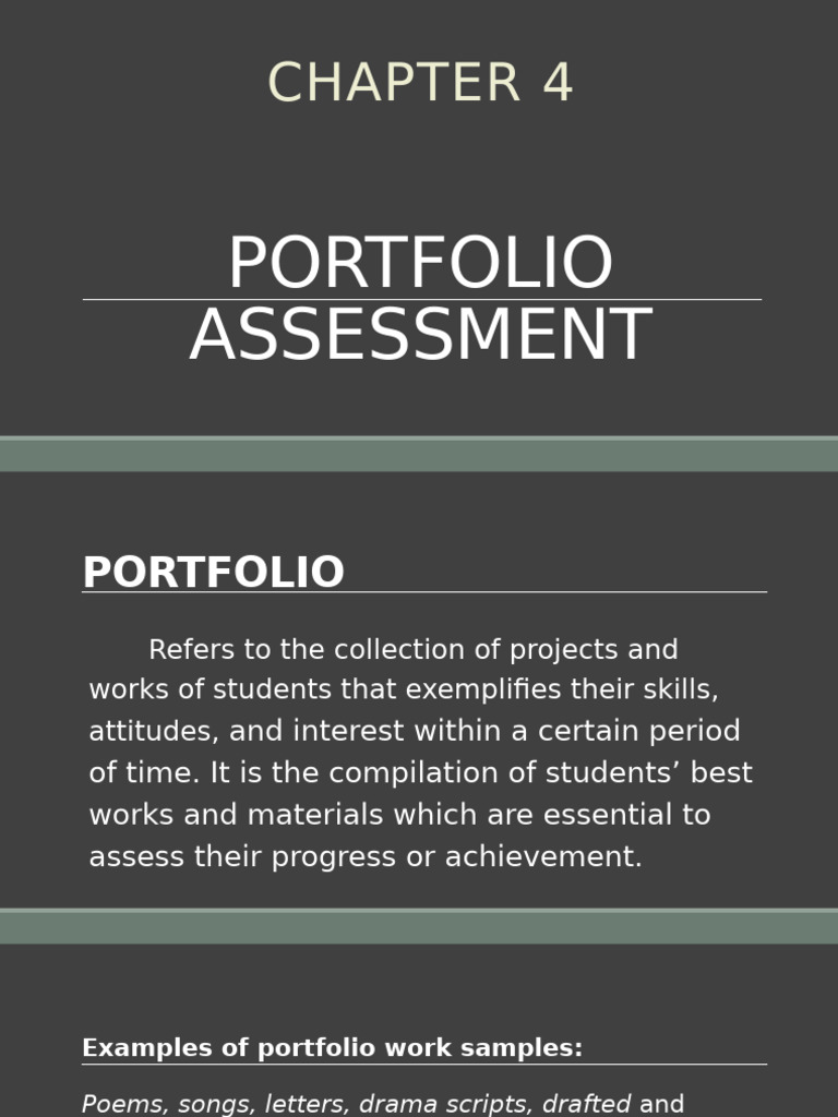Understanding Portfolio Assessment Types | PDF | Educational Assessment ...