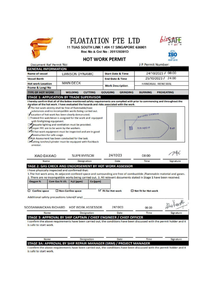 Hot Work Permit - 231024 - 084633 | PDF