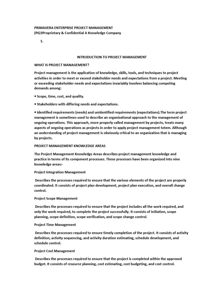 Project Management Knowledge Areas Explained | PDF | Project Management ...